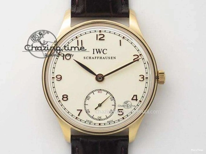 MIROTIME 0311 Portuguese 40mm Chrono SS Pink MOP Dial on Pink Leather Strap A Reliable 7391